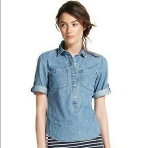 5/$15 Tommy Hilfiger Anchor Pattern Denim Blouse